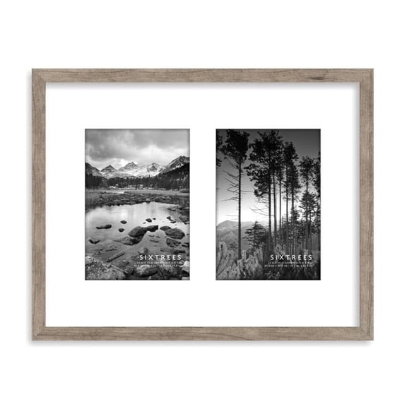 Sixtrees WD22857D 11 x 14 in. Logan Grey Double Mat Picture Frame - Matted to 5 x 7 in.