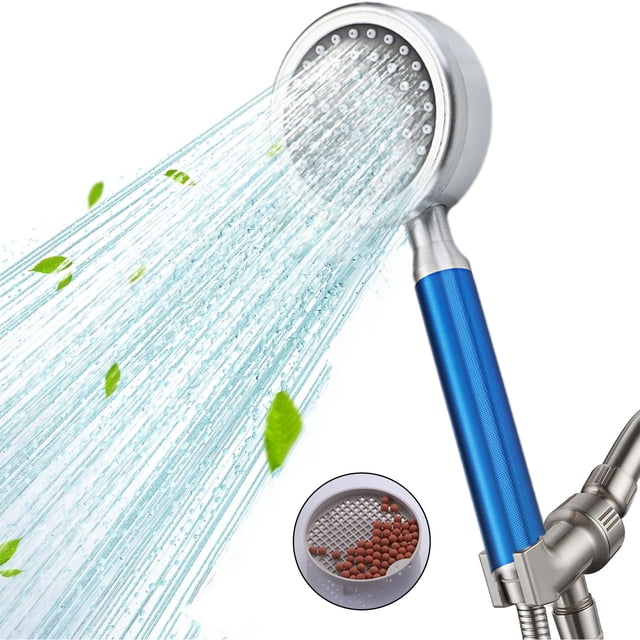 Qaailabf Space Aluminum High Pressure Shower Head with Filter, 22.5x8cm Metal Bathroom Faucet, Removable Panel for Easy Cleaning, Universal 4-Point Interface, Available in Blue, Gold, Silver, Red