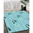 thumbnail image 3 of Ahgly Company Machine Washable Indoor Rectangle Transitional Tron Blue Area Rugs, 8' x 10', 3 of 7
