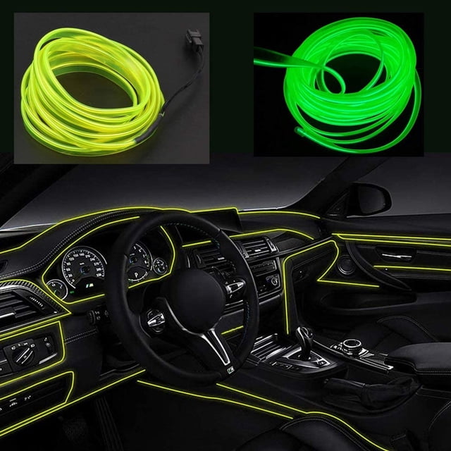 El Wire, Car Interior Light, Flexible Soft Tube Wire Lights Neon Glowing Rope Strip Light for Car Decoration