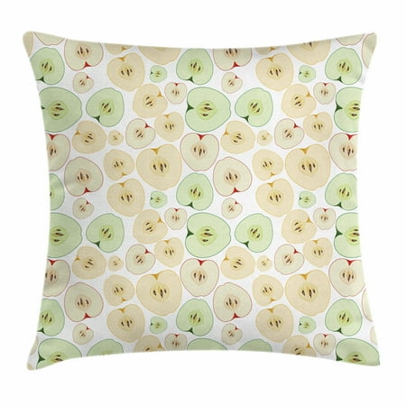 Apple Throw Pillow Cushion Cover, Fruits Cut in Half Cores and Seeds of Apples Refreshing Vegetarian Options Abstract, Decorative Square Accent Pillow Case, 18 X 18 Inches, Multicolor, by (Best Way To Core Apples)