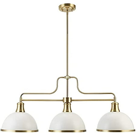 

Globe Electric 60885 Beckett 3-Light Linear Chandelier Matte White Matte Brass Accents