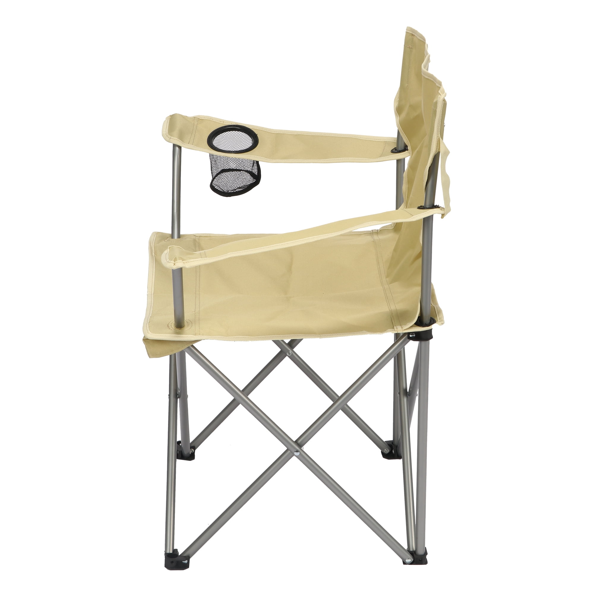 Ozark Trail Quad Folding Camp Chair with Cup Holder, Gold