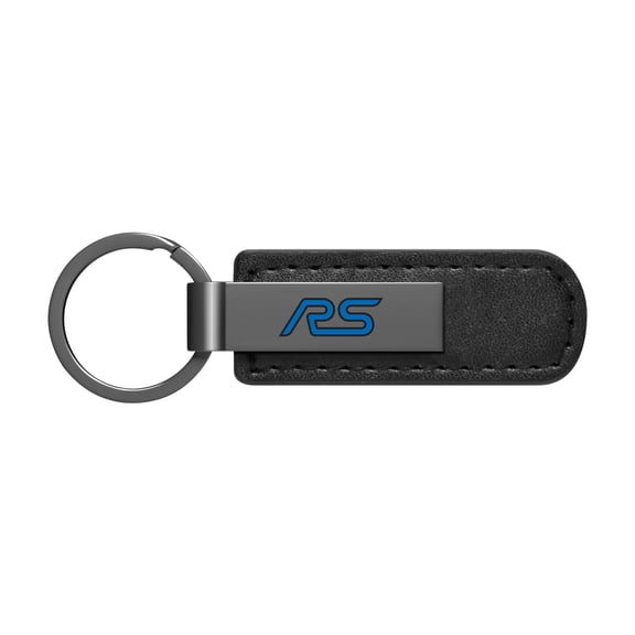 Ford Focus RS Black PU Leather Strap Black Metal Bar LED Printed Logo Key Chain