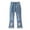 Light Blue L, variant on WRKEKC Jeans for Girls Bow Pearl Flare Slim Fit Denim Pants with Elastic Waist and Side Slit Hem Capri Pants 1-6 Years