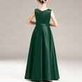 thumbnail image 5 of AHTJRT Dresses for Girls Soft Satin Flowy Bridesmaid Dress Foot Length Wedding Party Wedding Pageant Guest Fancy Long Maxi Dress Green 3-4 Years, 5 of 5