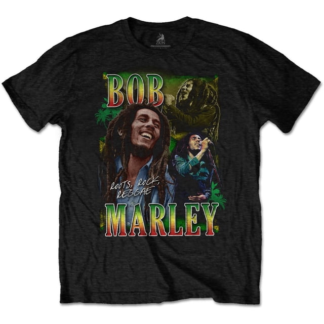 Bob Marley - Camiseta Roots Rock Reggae Homage para Adultos Unisex (Negro)