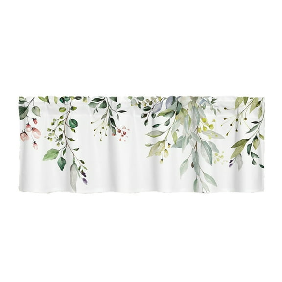 geerera Floral Window Valance 52x18in - Colorful Botanical Short Curtain for Kitchen, Bathroom & Cafe Windows, Thermal Insulating Decorative Panel