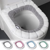 Toilet Seat Cover, Soft Warmer with Washable Fiber Cloth, Universal Size for Round & Elongated Toilets, Non-slip & Easy Llation for Year-round Comfort, Ideal for Cold Bathrooms & Family Homes
