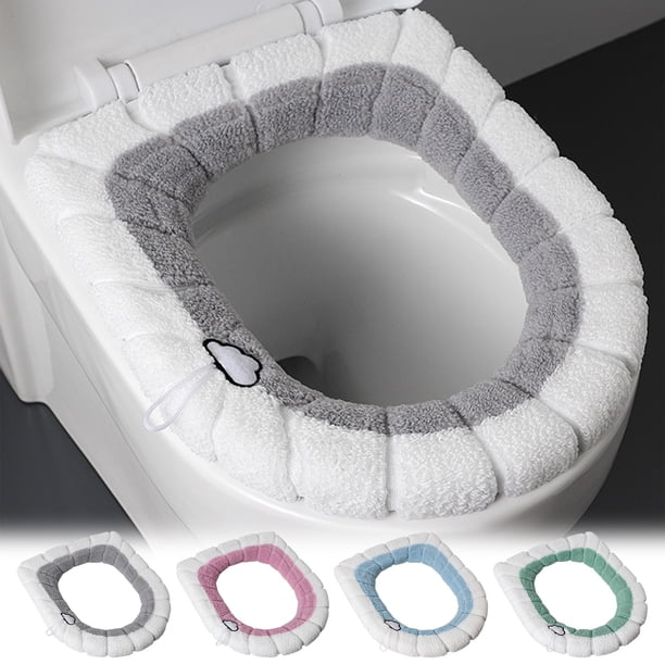 Funda de asiento de inodoro suave, gruesa y cálida, almohadillas de fibra lavables, reutilizables, de fácil instalación, lavables, para baño y uso doméstico, compresa higiénica, suave y cómoda.