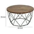 thumbnail image 7 of Benjara Round Wooden Coffee Table with Geometric Cutout Iron Base, Black and Brown, 7 of 7