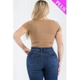 thumbnail image 5 of Casual Split Neck Solid Short Sleeve Bodysuit in Plus Size, 5 of 11