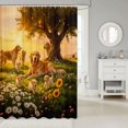 thumbnail image 2 of Manfei Golden Dog Family Shower Curtain 72Wx78L, Spring Floral Field Bath Curtain, Golden, 2 of 5