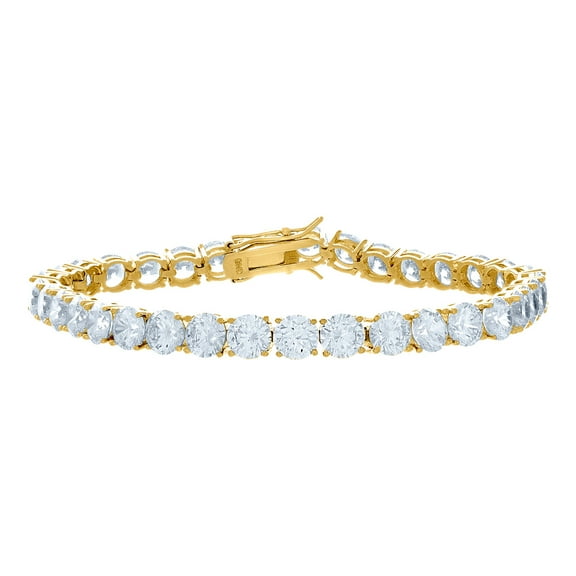 Sterling Mens Womens Unisex Yellow-tone 6mm 8 Inch Cubic Zirconia Tennis Bracelet Link Bracelet for Men