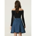 thumbnail image 4 of DARING DIVA Women's A-Line Flared Pleated Midi Denim Skirt M Dark Blue, 4 of 6