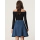 thumbnail image 4 of Falda De Mezclilla Midi Casual Plisada Acampanada De Cintura Alta Para Mujer Azul Oscuro S, 4 of 6