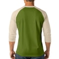 thumbnail image 4 of Hearthz Men's 3/4 Sleeve Baseball Raglan T-Shirts Summer Henley Shirts for Men Casual Cotton Sport Athletic Jersey Tee Tops ,Green S, 4 of 7
