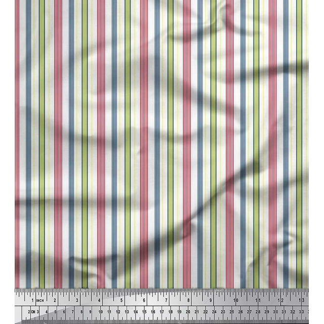 Soimoi polyester Crepe Fabric Vertical Stripe Print Fabric by the Yard 42 Inch Wide