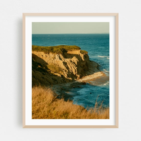Montauk Point Bluffs - Montauk New York Photography Coastal Seascape Nature Ocean Landscape Beach Oak Framed Wall Art Print 8 x 10 inches