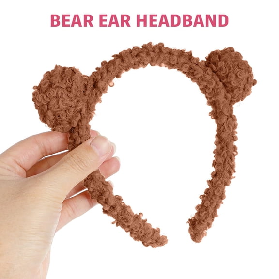 Ljudmp Women's Cute Bear Ear Headband Make Up Hairband Soft Fluffy Hair Hoop Hair Wrap for Skin Care Face Washing Brown