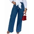 thumbnail image 2 of Jeans for Women Wide Leg High Waisted Stretchy Straight Leg Jean Baggy Trendy Denim Pants with Slanted Pockets Blue XXL, 2 of 9