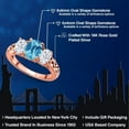 thumbnail image 2 of Gem Stone King 18K Rose Gold Plated Silver Swiss Blue Topaz and White Moissanite Filigree Style 3 Stone Ring for Women (2.30 Cttw, Oval 8X6MM and 6X4MM) (Size 5), 2 of 6