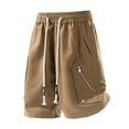 thumbnail image 2 of Men's Stacked Cargo Shorts Elastic Waistband Drawstring Summer Casual Lightweight Quick Dry Twill Big & Tall Relaxed Fit Work Shorts with Zipper Pocket Size M-4XL Khaki, 2 of 6