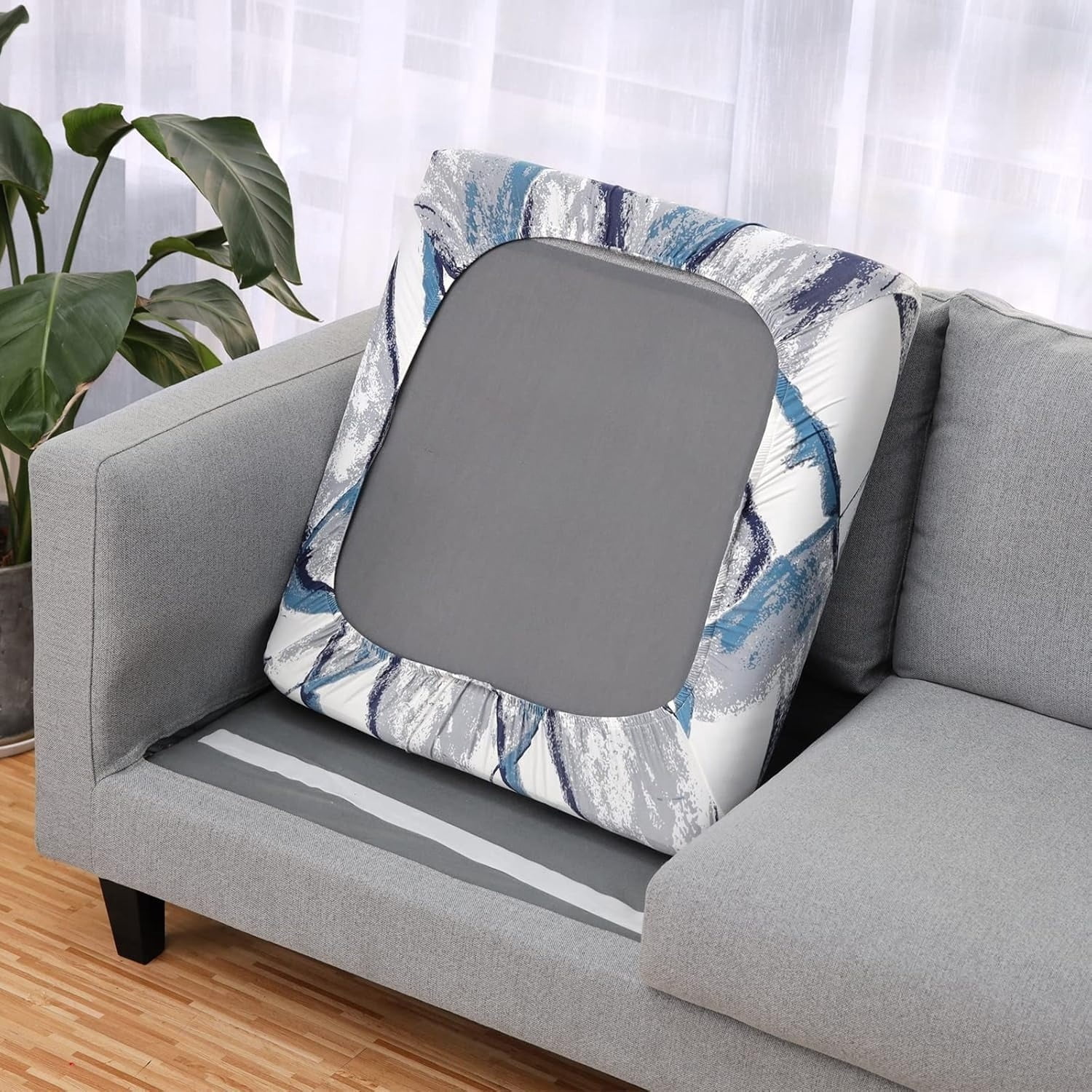Sofa Cushion Covers, Stretch Printed Seat Cushion Cover Couch Seat Slipcovers Washable Furniture Protector for Armchair Loveseat Sofa