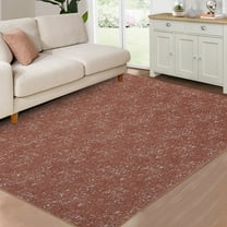 8x10 Modern Jacquard Area Rug - Machine Washable, Non-Slip, Stain Resistant, Brick Red