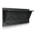 thumbnail image 2 of HBCY Creations Rustic Wall Mounted Coat Rack Shelf - Wooden Country Style 24" Entryway Shelf with Hooks - Solid Pine Wood - For Entryway, Kitchen, Bathroom (Black), 2 of 11
