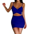 thumbnail image 1 of Vestido midi ajustado sexy para mujer: con aberturas, fruncido, poliéster-spandex, para discoteca/boda, tallas XS-L, 1 of 5