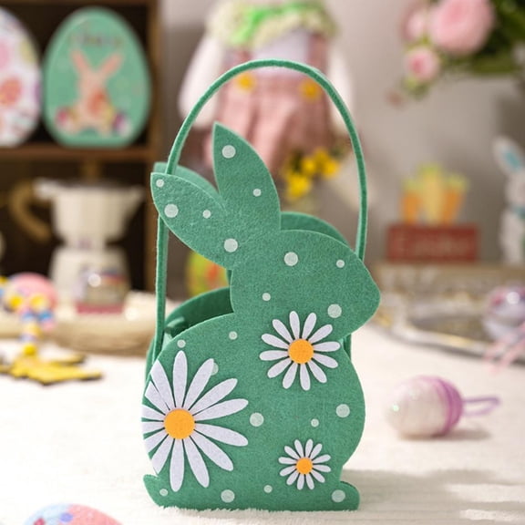New Easter Rabbit Candy Bag 3D Bunny Felt Storage Basket Kids Favors Tote Bag Gift Packaging Bag for Easter Party Decoration