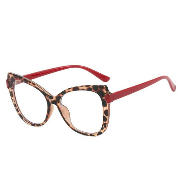 Fashion Cat's Eye Eyeglasses Lightweight Leopard Print Vintage Blue Light Eye Style Makeup-free Big Frame Glasses Street Snap Red leg