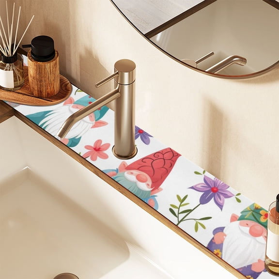 2 Pack Various Gnome Faucet Mat for Kitchen Sink 30'' Sink Splash Guard Mat Super Absorbent Fast Drying Drain Pad