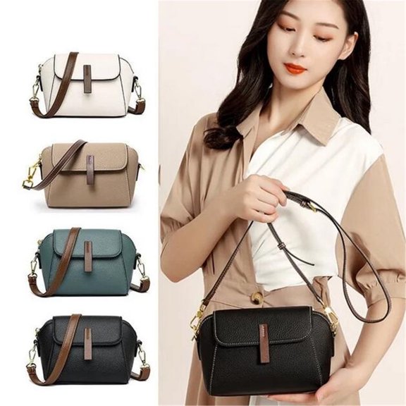 Leather Crossbody Bag for Women | Versatile Shoulder Purse | Soft Trendy Satchel | Magnetic Buckle | Large Capacity | Gold Tone Hardware | 18x13x9cm | Adjustable Strap 110-125cm
