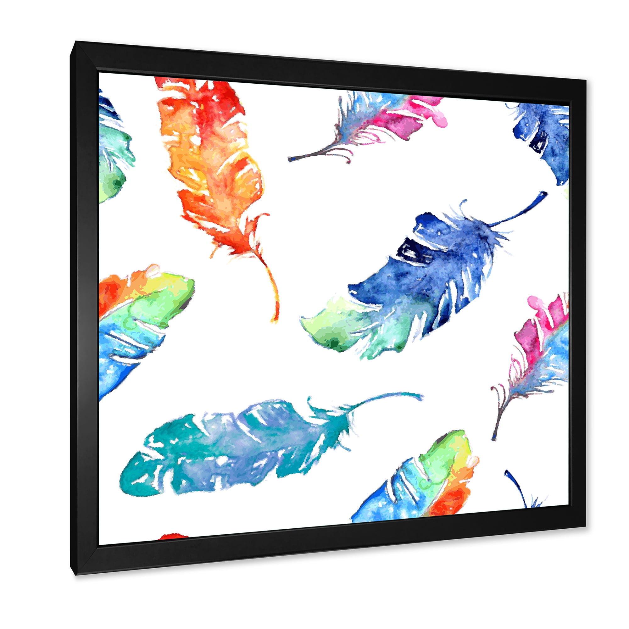 Designart 'Ethnic Colorful Feathers' Bohemian & Eclectic Framed Art Print