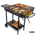 thumbnail image 3 of Linsen-outdoors Double Charcoal Barrel Grill with Two Side Shelf Large Stainless Steel Grill For Backyard Camping, 3 of 15