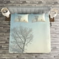 thumbnail image 3 of Ambesonne Winter Quilted Bedspread Set 3 Pcs, Frozen Tree Morning Sun, King Size, Pale Blue Cream White, 3 of 3
