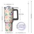 thumbnail image 2 of 40oz Pioneer Flower Floral Print Pattern Insulated Tumbler with Handle, BPA-Free Leak Proof Lid and Straws, Double Wall Vacuum, Hot 12h/Cold 34h, 2 of 6