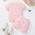 thumbnail image 4 of Ymyiu Cute Summer Outfits for Kids Toddler Baby Girl Clothes Short Sleeve T-Shirt Top + Shorts Outfits 2Pcs Set 12 Months(Pink, 12 Months), 4 of 7