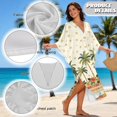thumbnail image 6 of Xixirimido Tropical Palm Tree Hibiscus Print Womens Plus Size Kaftan Dress V Neck Batwing Sleeve Beach Cover Up Swimsuit Coverups Summer Lounge Caftan Dress, 6 of 7