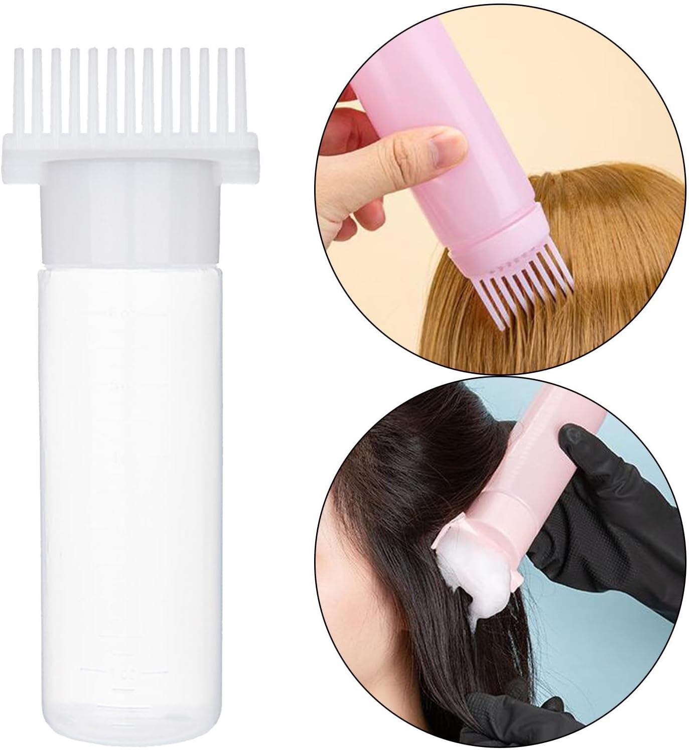 Root Comb Applicator Bottle/Hair Dye Bottle Brush/Hair Oil Applicator  Squeeze Bottle for Salon, White 
