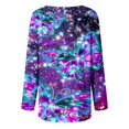 thumbnail image 5 of TSADFHJI T-Shirt pour Femmes Manches Longues Printemps et Automne Imprimé Col Rond Raglan Manches Longues Courtes devant et Long Dos T-Shirt Mi-Long G Violet, 5 of 5