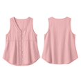 thumbnail image 6 of Stralyhd Womens Button Down Shirt Sleeveless Business Casual Color Shirts V Neck Collared Linen Blouses Comfy and Breathable Beach Vacation Outfits Pink L, 6 of 6