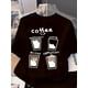 thumbnail image 1 of Coffee Cat T Shirt Unisex - Crew Neck, Loose Fit, Short Sleeve - Y2K Style Black Graphic Tee with Fun Coffee & Animal Design for Spring/Summer, 1 of 7