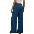 thumbnail image 5 of Diufon Women's Linen Pants Drawstring Waist Wide Leg Palazzo Pant Summer Casual Beach Trousers with Pockets, 5 of 8