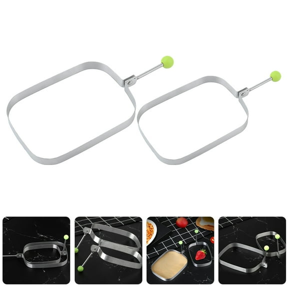FRCOLOR 4pcs Frying Egg Cooking Ring Stainless Steel Rectangular Molding for Breakfast