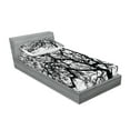 thumbnail image 2 of Ambesonne Nature Fitted Sheet & Pillow Sham Set, Spooky Black Tree Branch, Twinxl, Black and White, 2 of 2