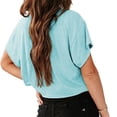 thumbnail image 2 of Short Sleeve Summer Women Solid Color Drop Crop Shirt Tops, 2 of 4