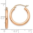 thumbnail image 4 of 14k Rose Gold Polished 2.5mm Lightweight Tube Hoop Earrings - 21mm, 4 of 6